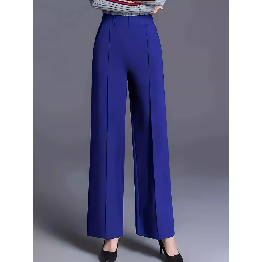 High Waist Wide Leg Pants Blue / S Apparel and Accessories