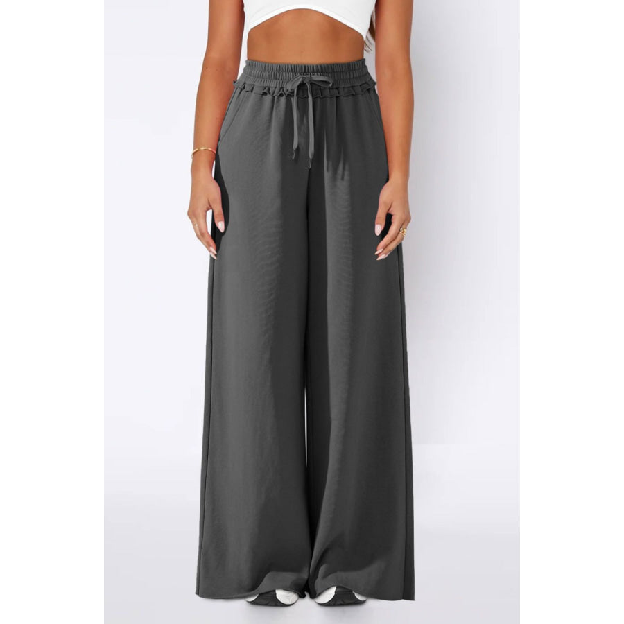 High Waist Wide Leg Pants Dark Gray / S Apparel and Accessories