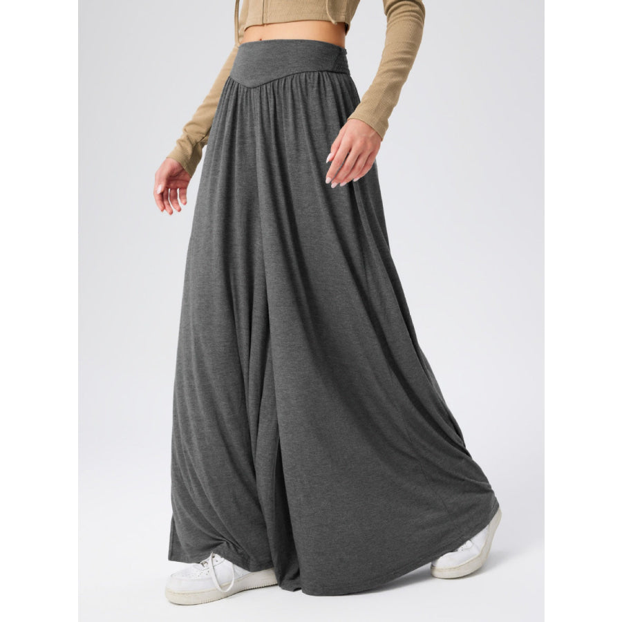 High Waist Wide Leg Pants Dark Gray / S Apparel and Accessories