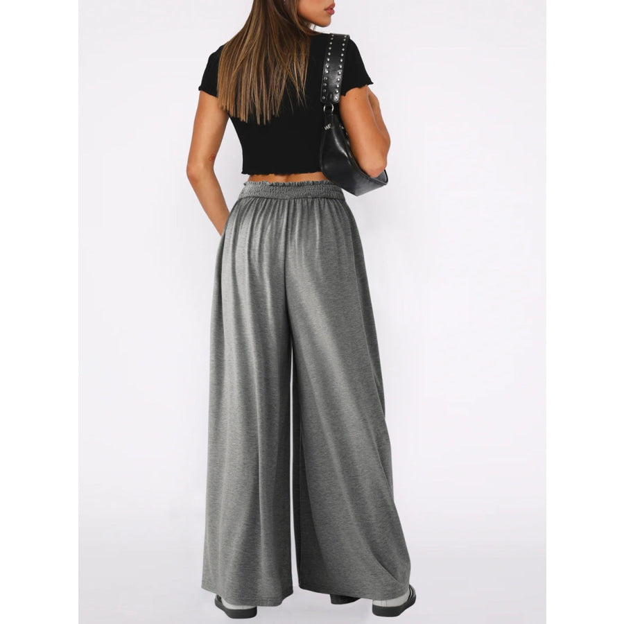 High Waist Wide Leg Pants Gray / S Apparel and Accessories