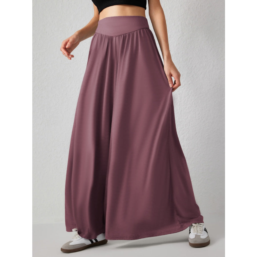 High Waist Wide Leg Pants Moonlit Mauve / S Apparel and Accessories