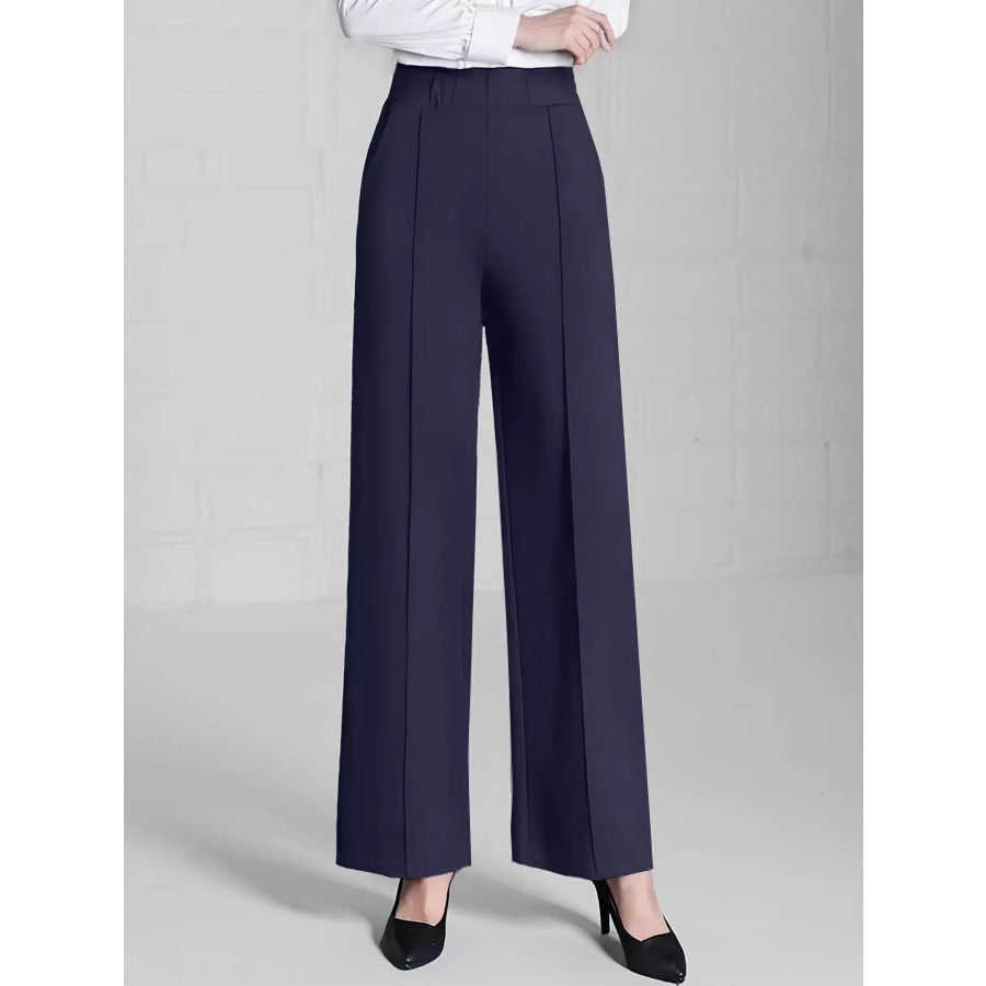 High Waist Wide Leg Pants Navy Blue / S Apparel and Accessories