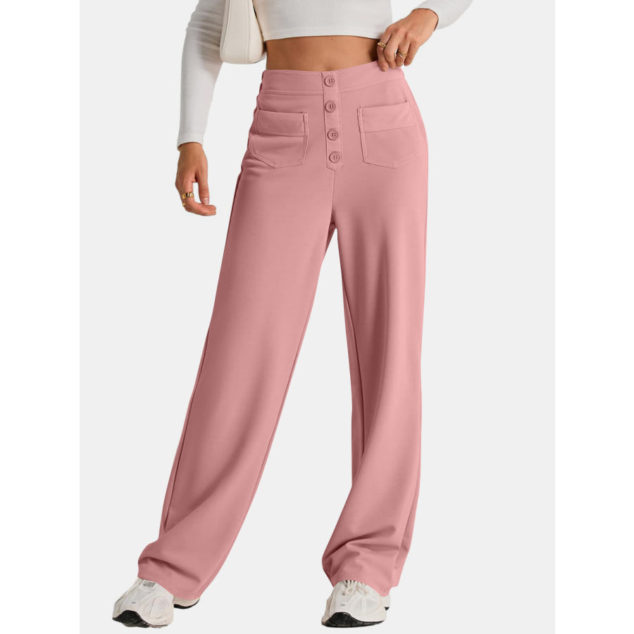 High Waist Wide Leg Pants Pale Blush / S Apparel and Accessories