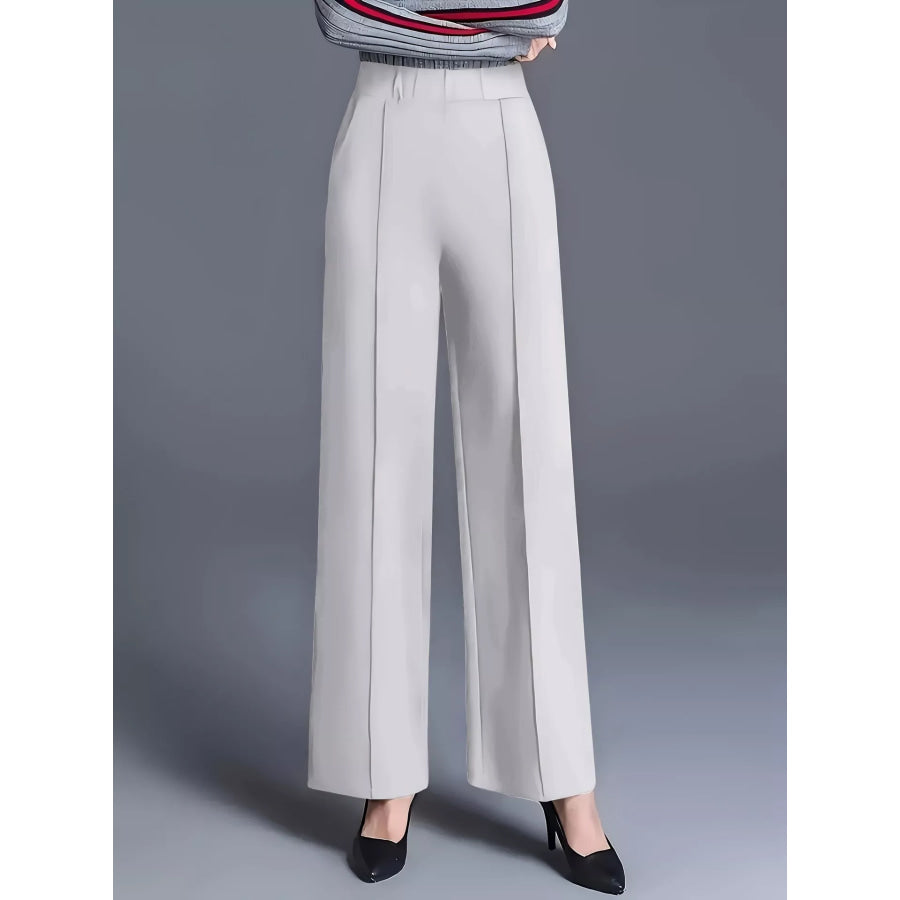 High Waist Wide Leg Pants White / S Apparel and Accessories