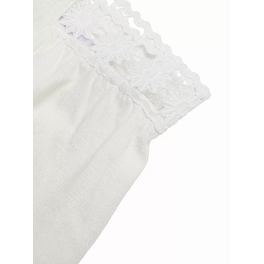 High Waist Wide Leg Pants with Crochet Trim Apparel and Accessories