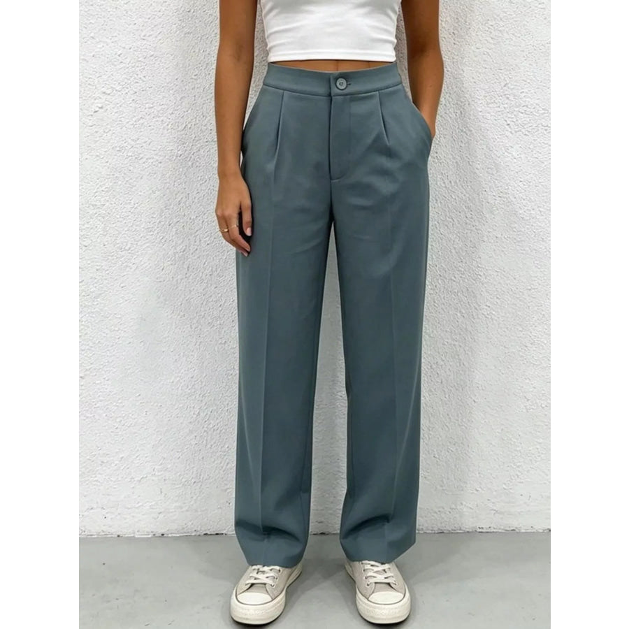 High Waist Wide Leg Pleated Pants Apparel and Accessories
