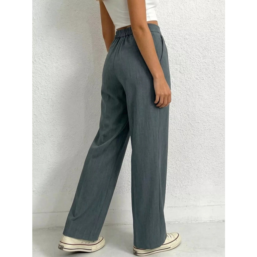 High Waist Wide Leg Pleated Pants Apparel and Accessories