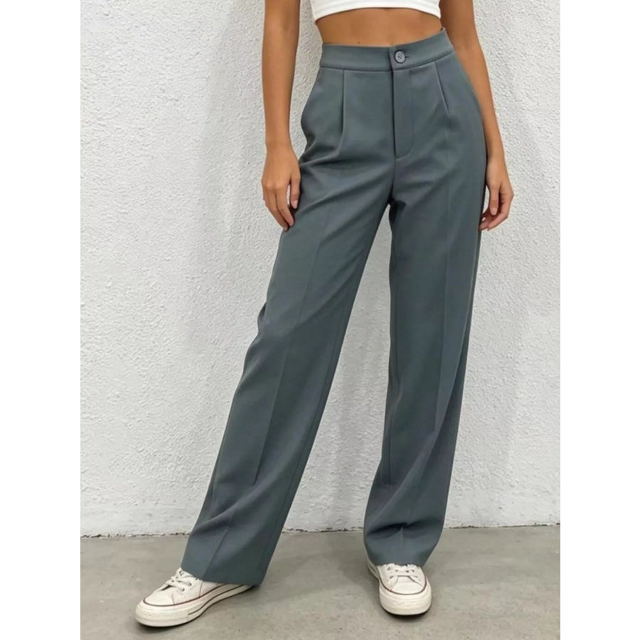 High Waist Wide Leg Pleated Pants Apparel and Accessories