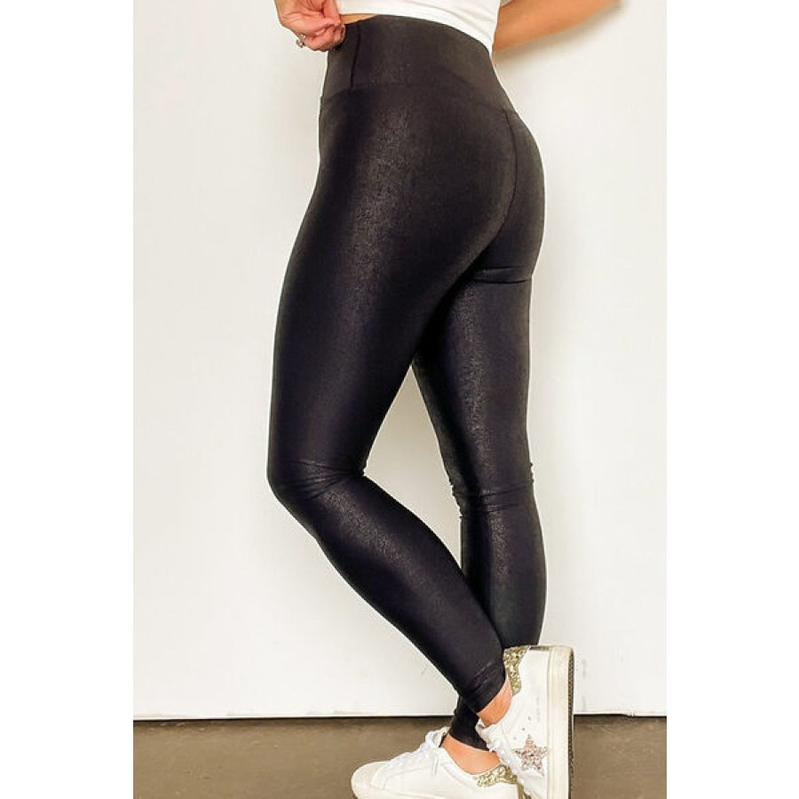 High Waist Wide Waistband Leggings Apparel and Accessories