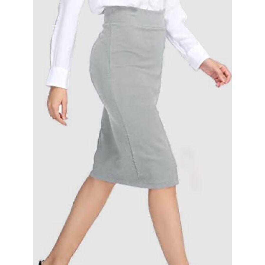 High Waist Wrap Skirt Heather Gray / S Apparel and Accessories