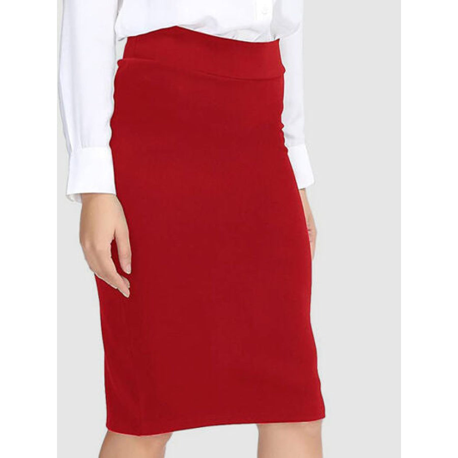 High Waist Wrap Skirt Wine / S Apparel and Accessories