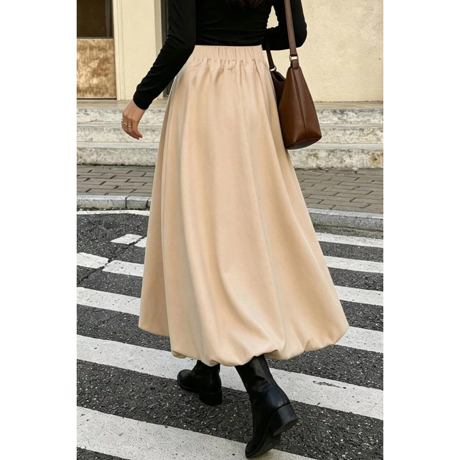 High-Waisted A-Line Midi Skirt Apparel and Accessories
