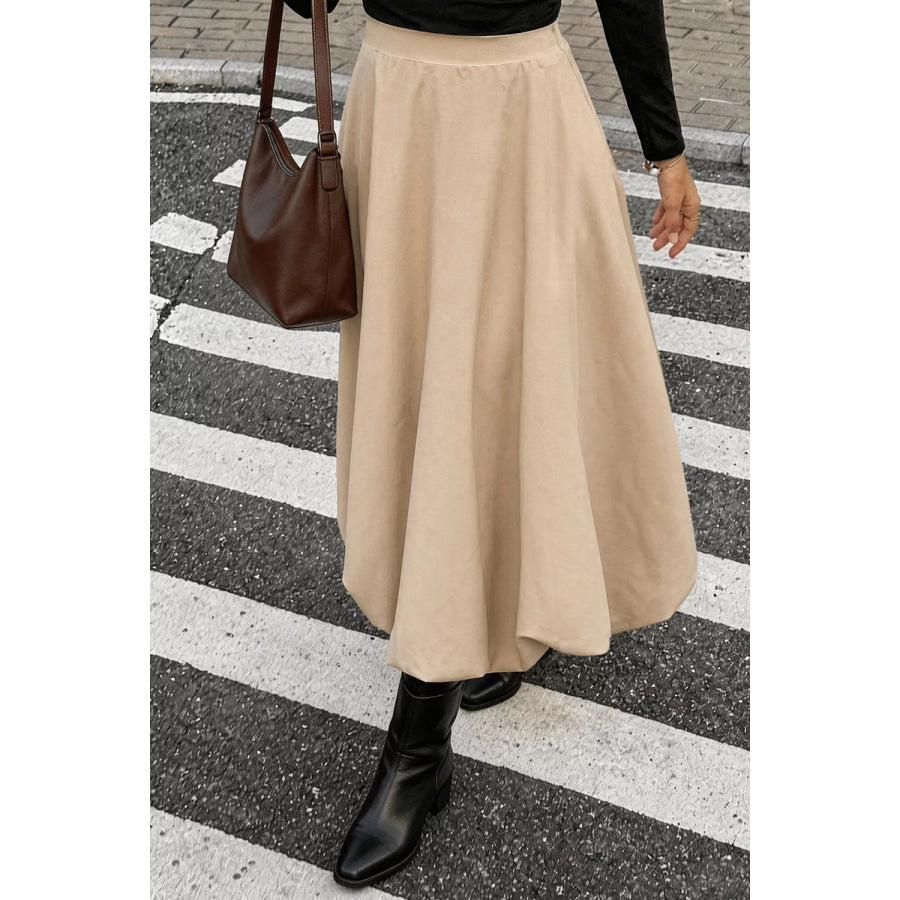 High-Waisted A-Line Midi Skirt Apparel and Accessories