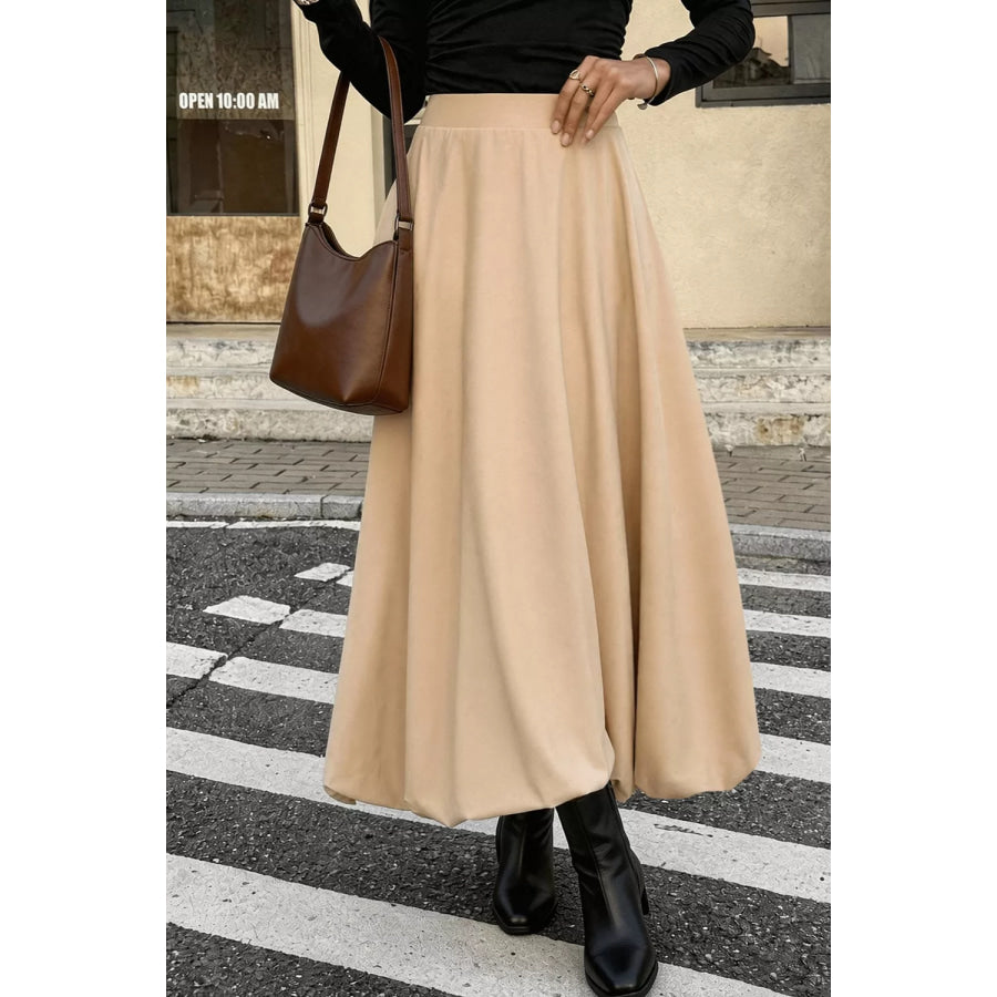 High-Waisted A-Line Midi Skirt Apparel and Accessories