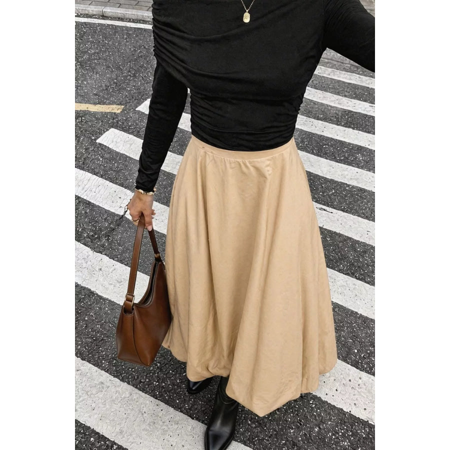 High-Waisted A-Line Midi Skirt Apparel and Accessories