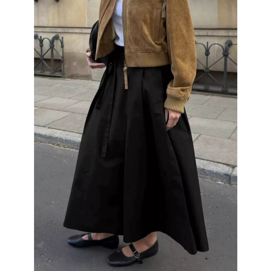 High-Waisted A-Line Skirt Black / S Apparel and Accessories