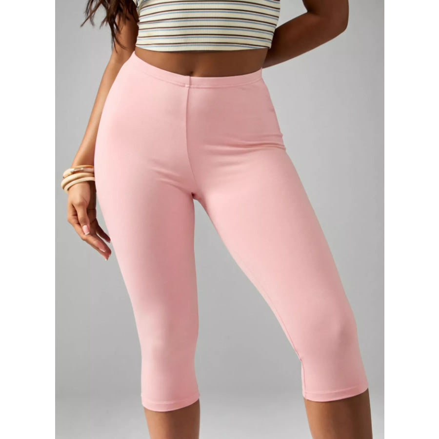 High-Waisted Active Capri Leggings Pink / XS Apparel and Accessories