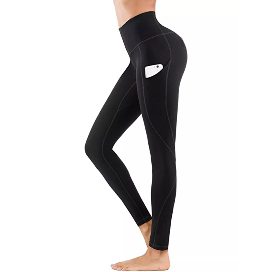 High-Waisted Active Leggings with Pocket Black / XS Apparel and Accessories
