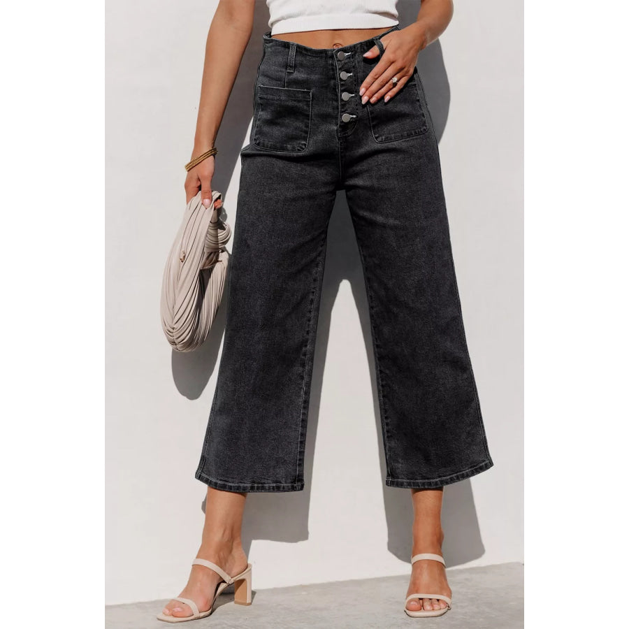 High-Waisted Button-Fly Wide-Leg Jeans Apparel and Accessories