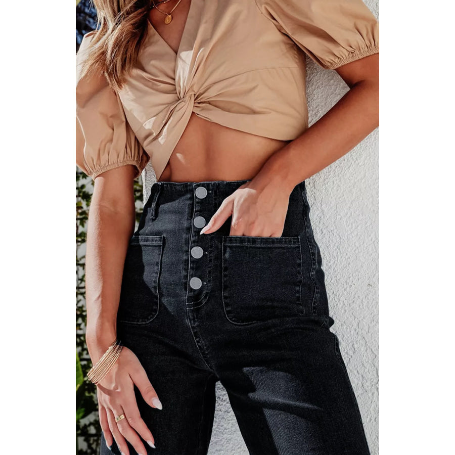 High-Waisted Button-Fly Wide-Leg Jeans Apparel and Accessories
