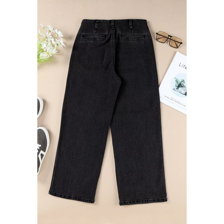 High-Waisted Button-Fly Wide-Leg Jeans Apparel and Accessories