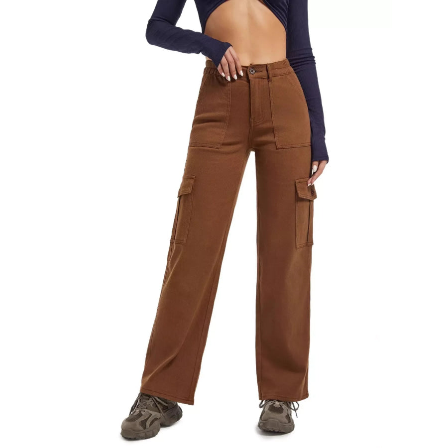 High-Waisted Cargo Jeans Apparel and Accessories