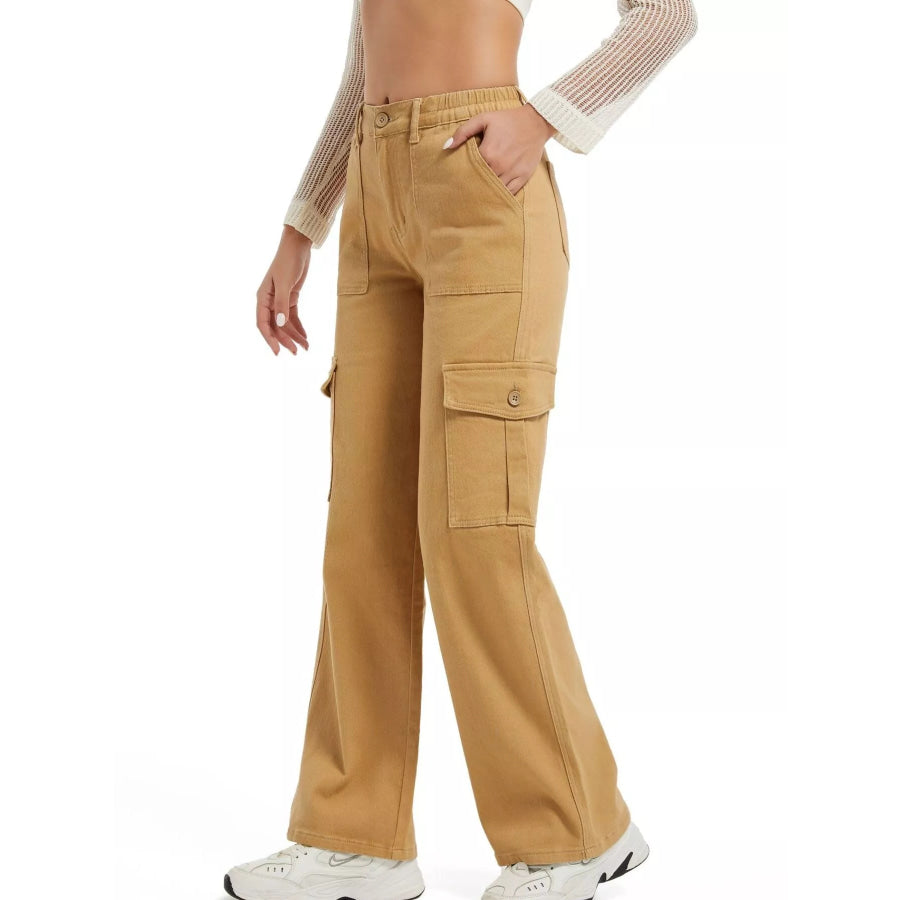 High-Waisted Cargo Jeans Apparel and Accessories