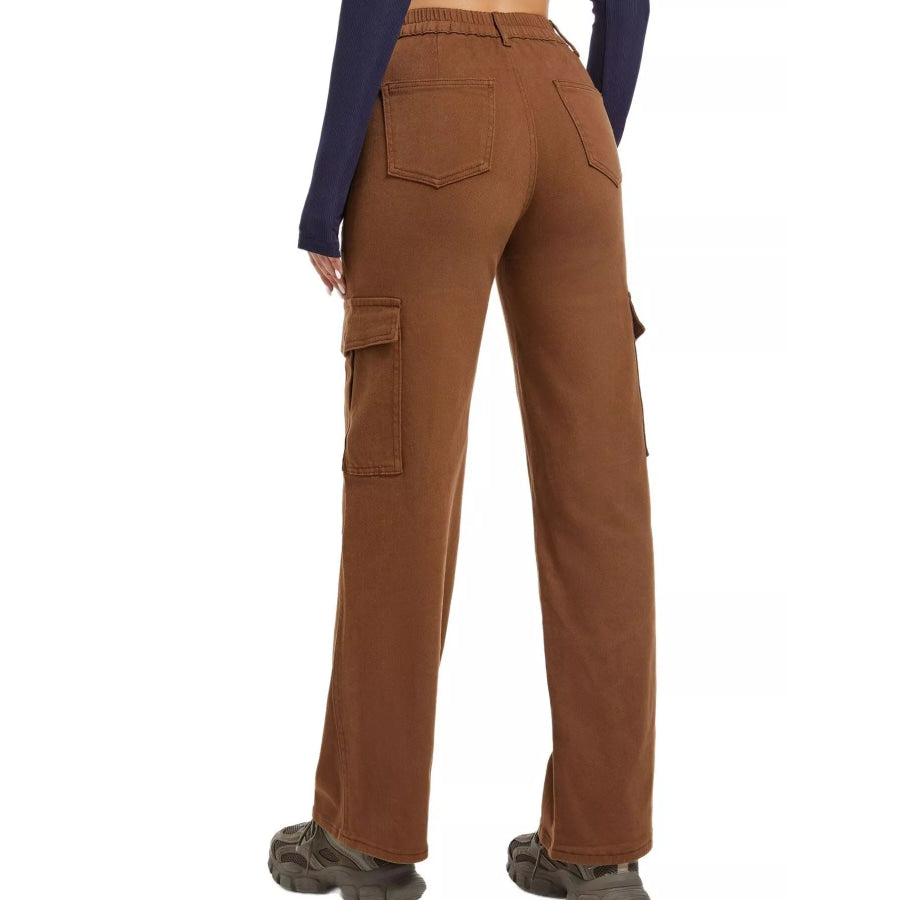 High-Waisted Cargo Jeans Apparel and Accessories