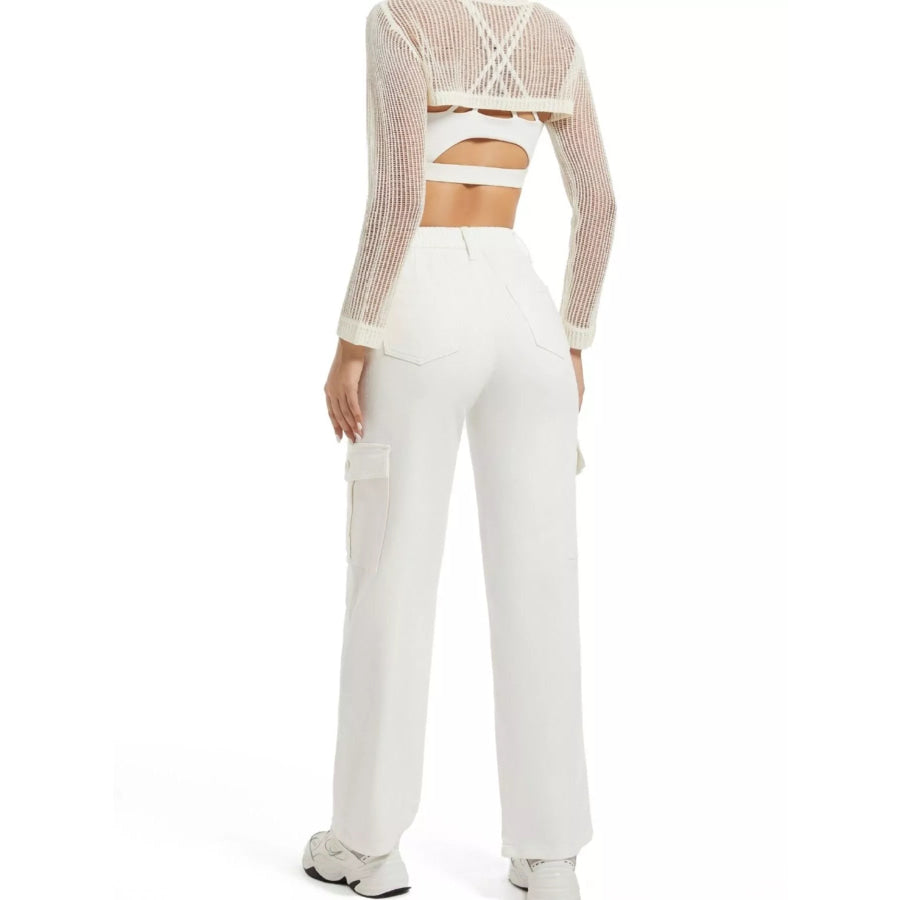 High-Waisted Cargo Jeans Apparel and Accessories