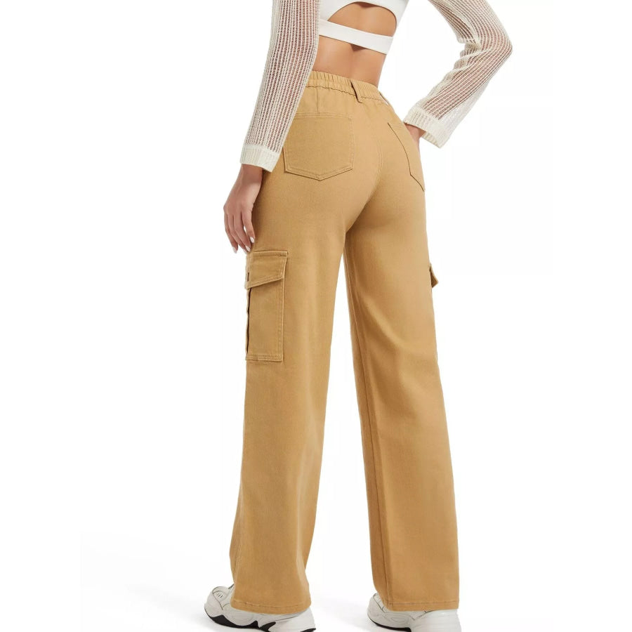 High-Waisted Cargo Jeans Apparel and Accessories
