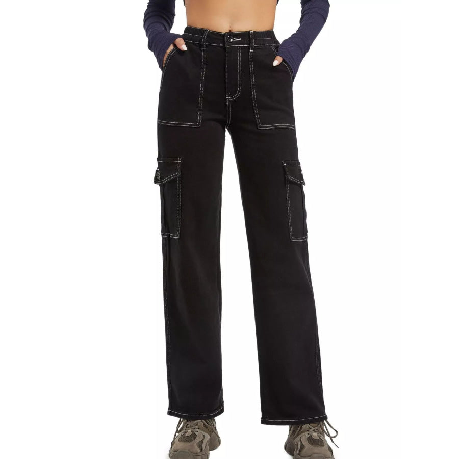 High-Waisted Cargo Jeans Apparel and Accessories