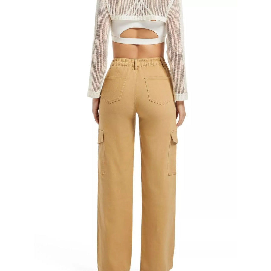 High-Waisted Cargo Jeans Apparel and Accessories
