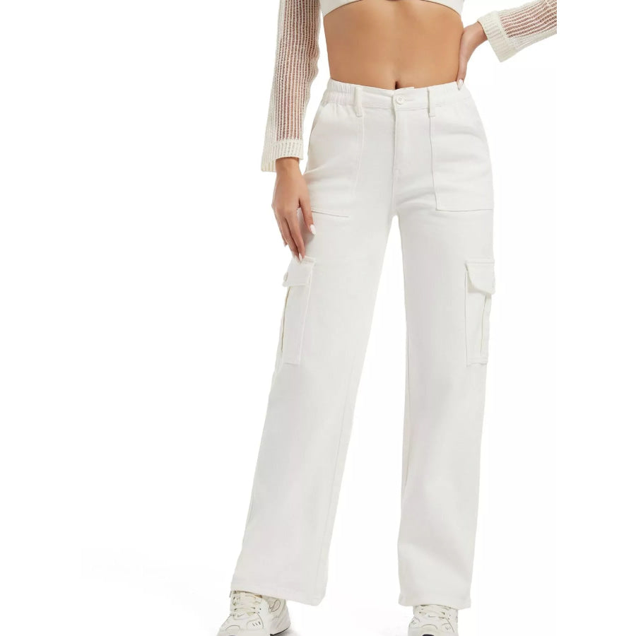 High-Waisted Cargo Jeans Apparel and Accessories