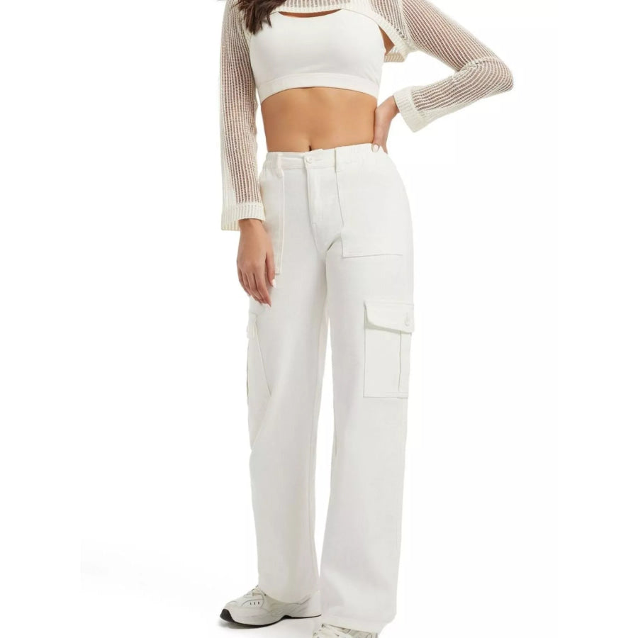 High-Waisted Cargo Jeans Apparel and Accessories