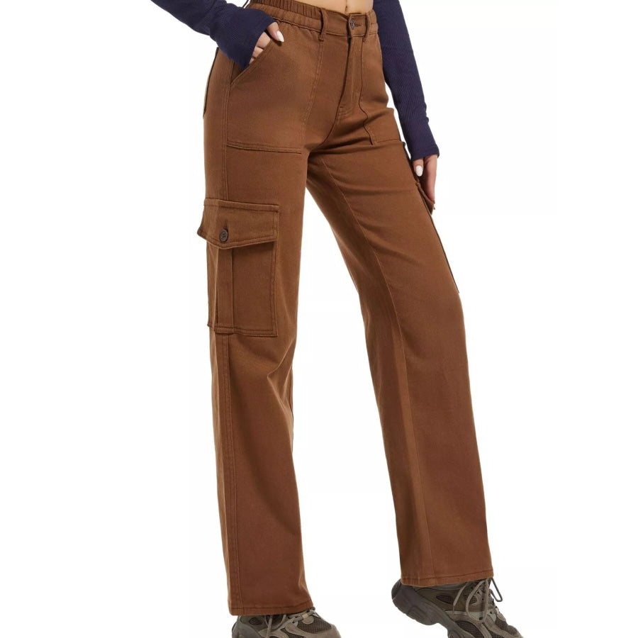 High-Waisted Cargo Jeans Apparel and Accessories