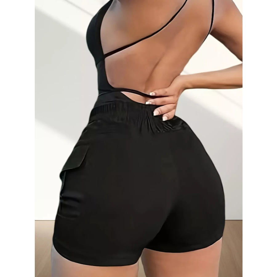 High-Waisted Cargo Shorts Black / S Apparel and Accessories
