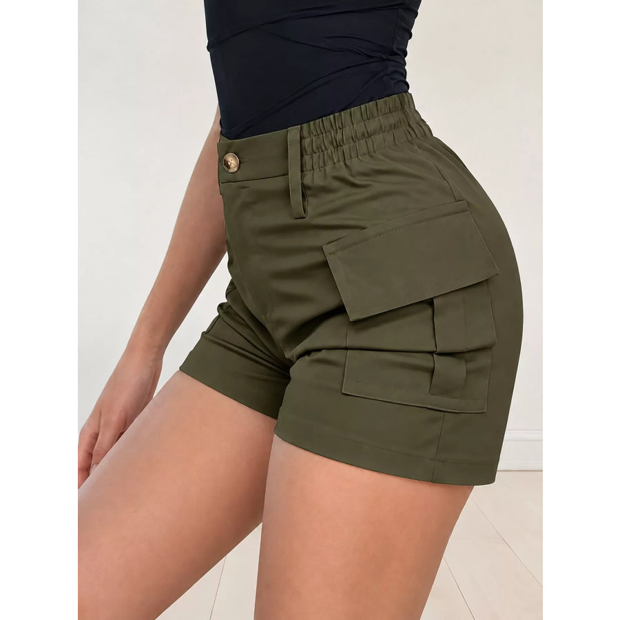 High-Waisted Cargo Shorts Apparel and Accessories