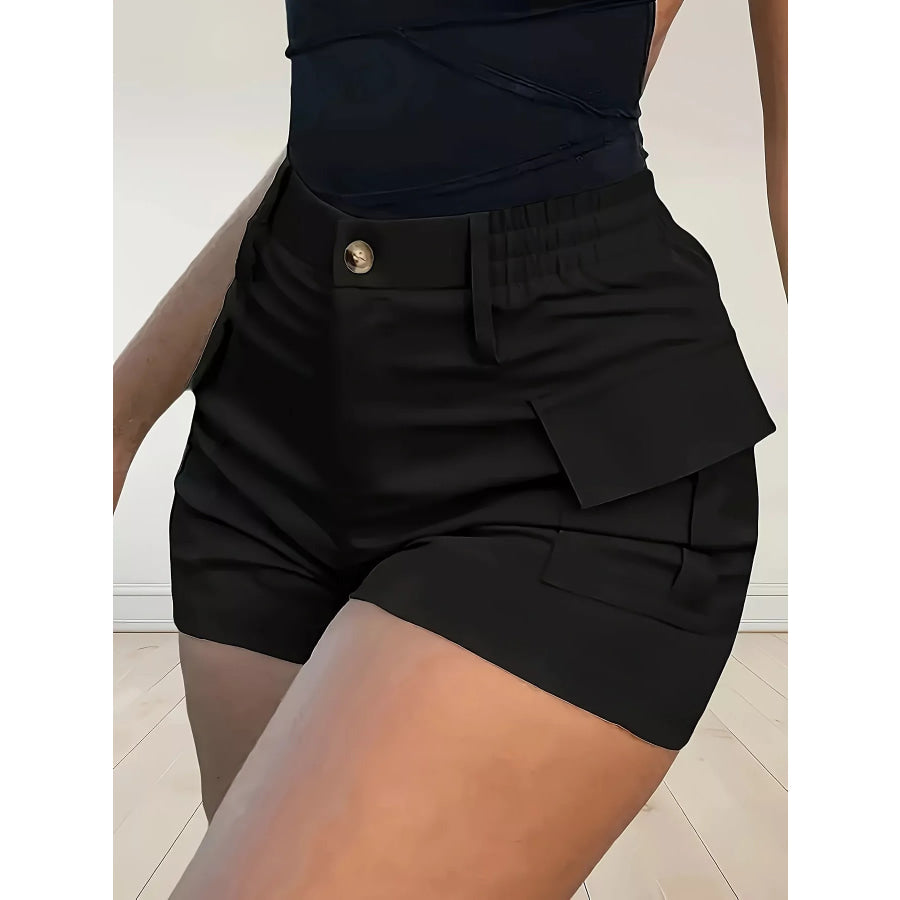 High-Waisted Cargo Shorts Black / S Apparel and Accessories