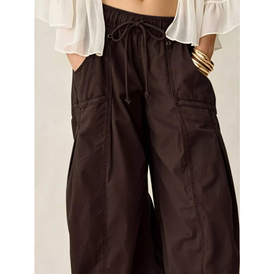 High-Waisted Cargo Wide-Leg Pants Apparel and Accessories