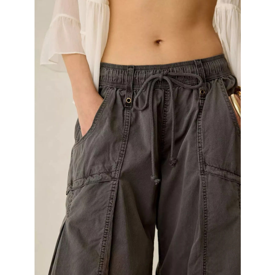 High-Waisted Cargo Wide-Leg Pants Apparel and Accessories