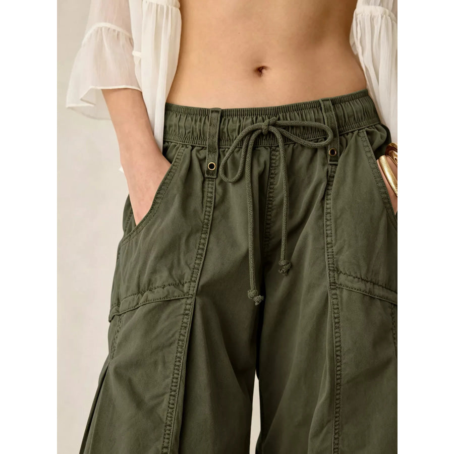 High-Waisted Cargo Wide-Leg Pants Apparel and Accessories