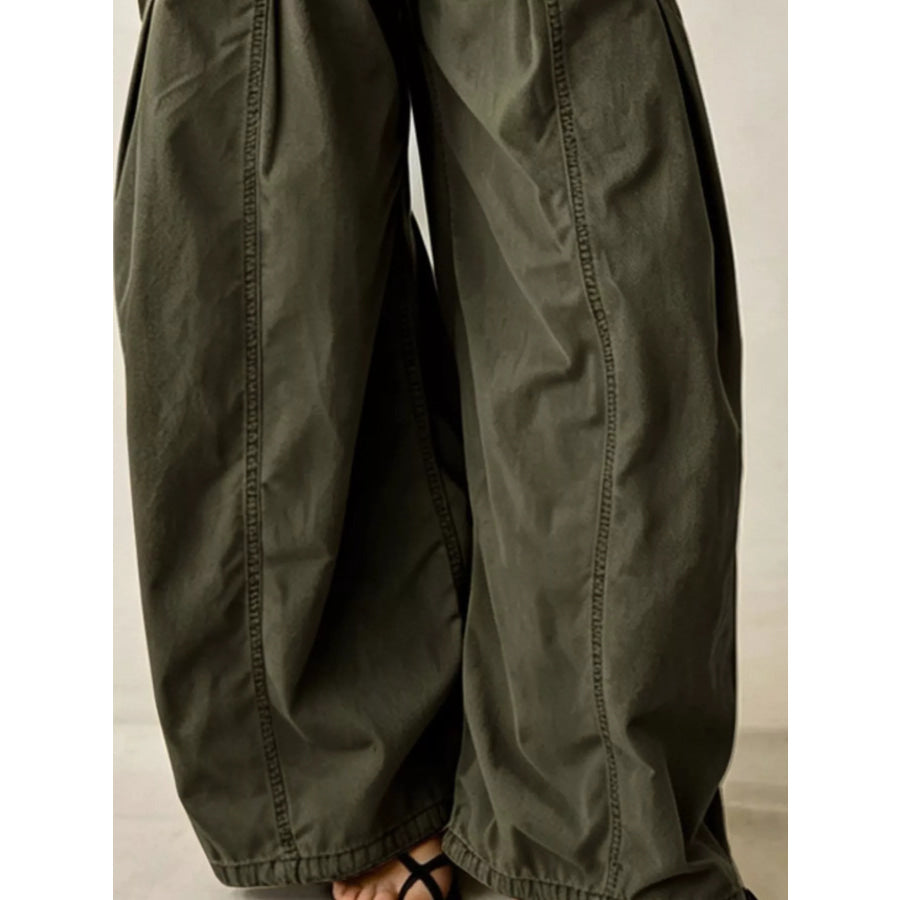 High-Waisted Cargo Wide-Leg Pants Apparel and Accessories