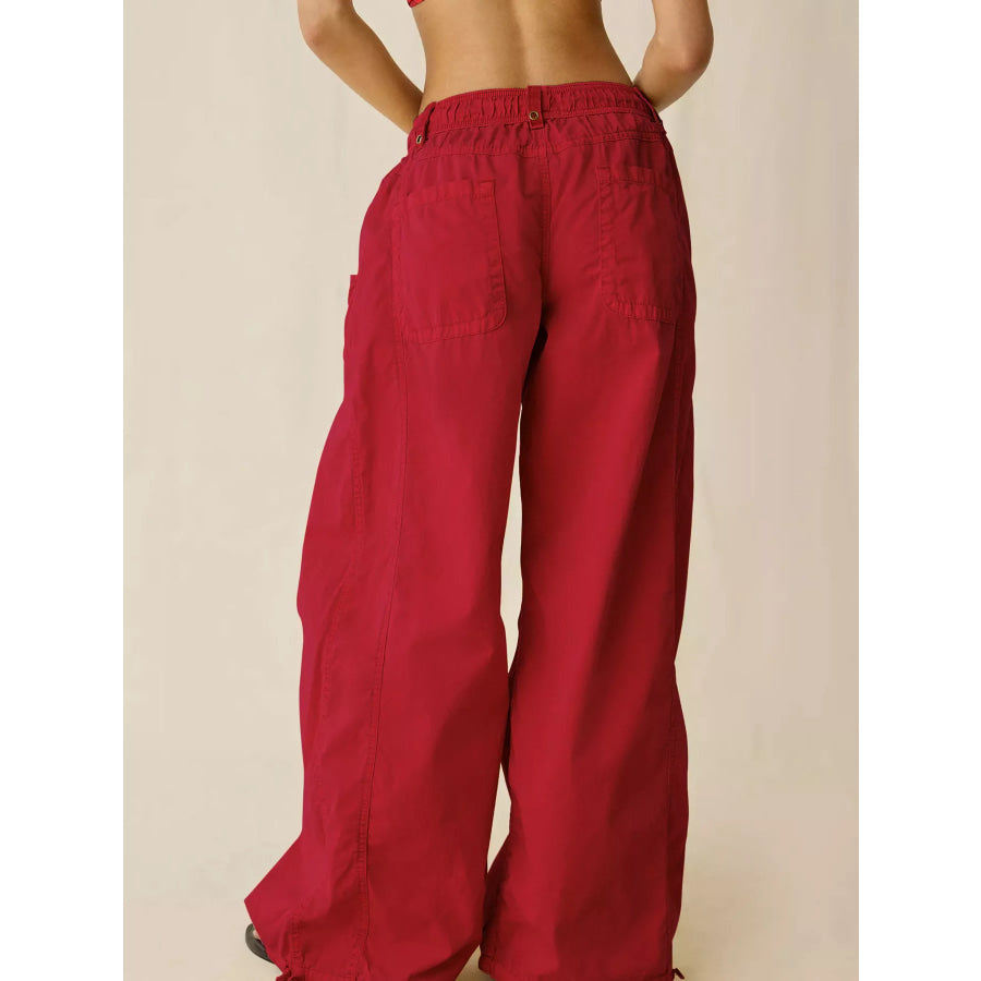 High-Waisted Cargo Wide-Leg Pants Apparel and Accessories