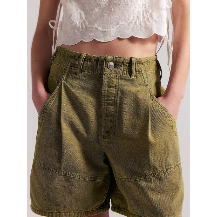 High-Waisted Denim Shorts Apparel and Accessories