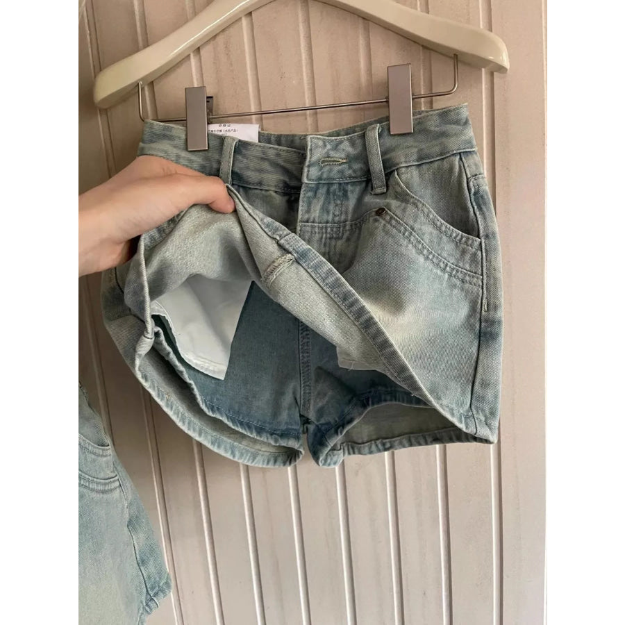 High-Waisted Denim Shorts Apparel and Accessories