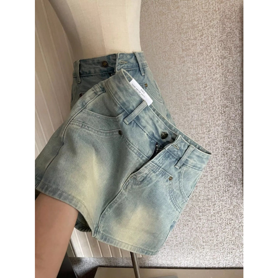 High-Waisted Denim Shorts Apparel and Accessories
