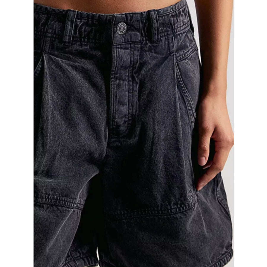 High-Waisted Denim Shorts Apparel and Accessories