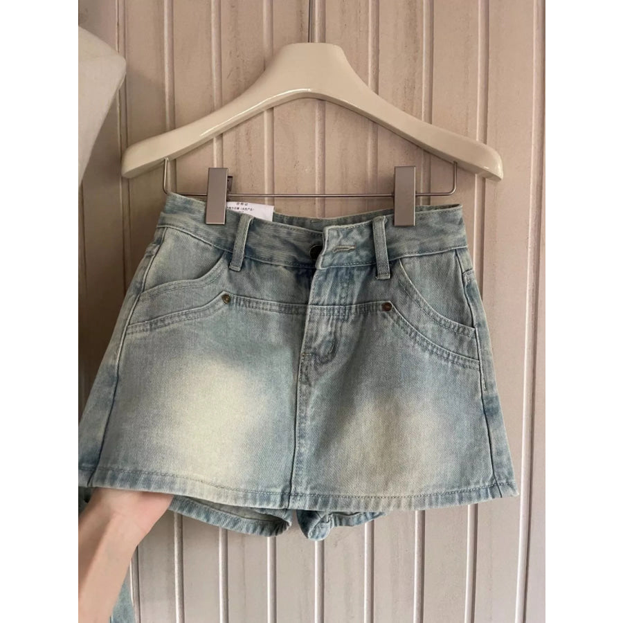 High-Waisted Denim Shorts Light Blue / S Apparel and Accessories