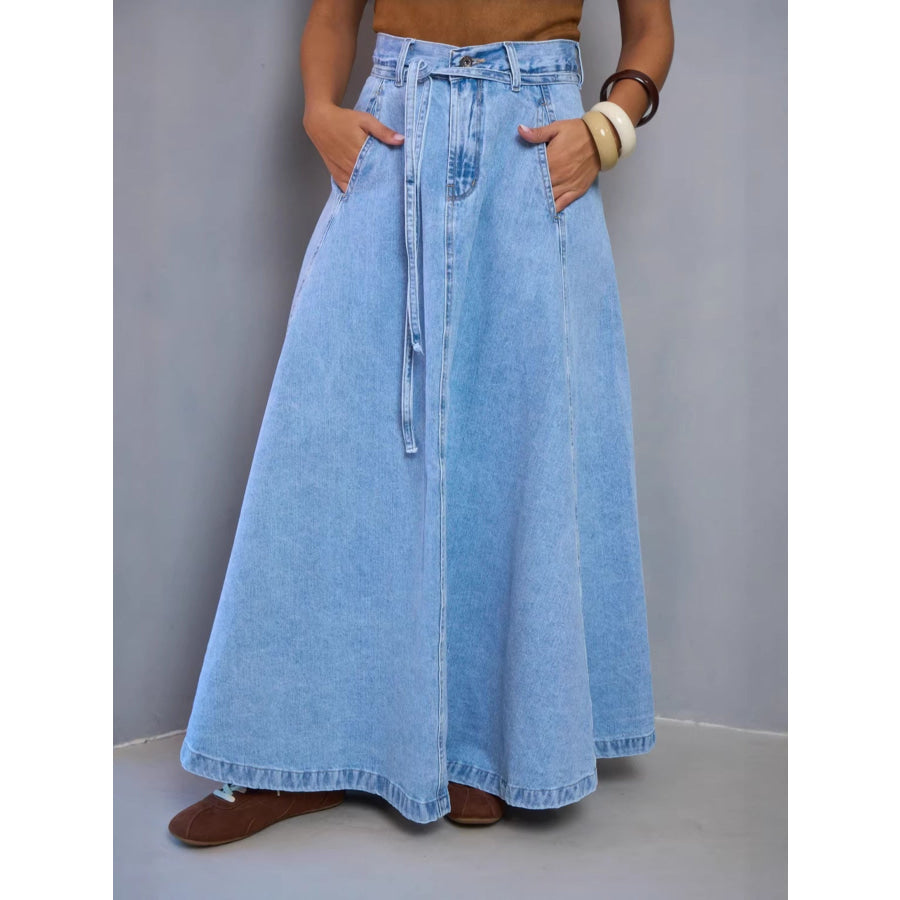 High-Waisted Denim Skirt Apparel and Accessories
