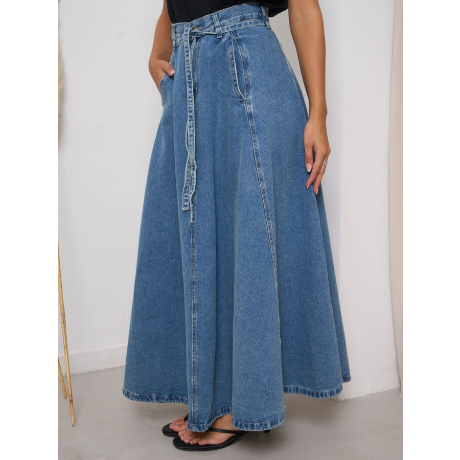 High-Waisted Denim Skirt Apparel and Accessories